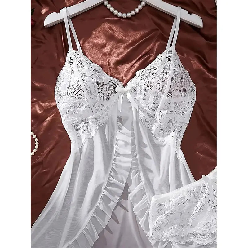 Tempting Tulle Lingerie Set – Ultra Sexy V-Neck Night Dress