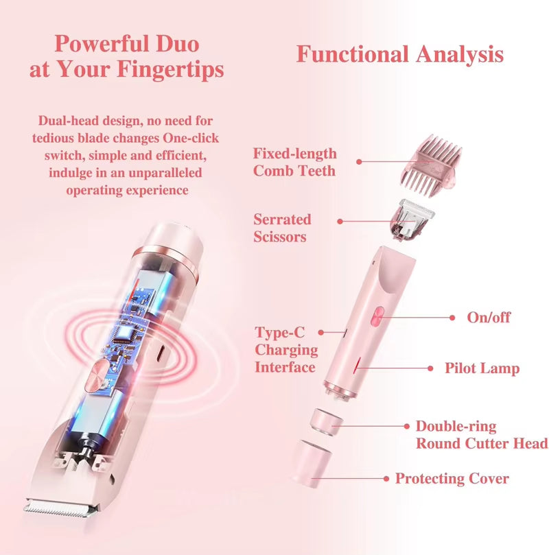 LunaVista 2-in-1 Painless Electric Trimmer