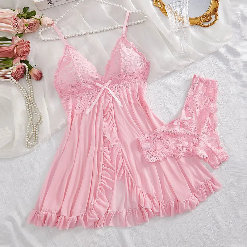 Tempting Tulle Lingerie Set – Ultra Sexy V-Neck Night Dress