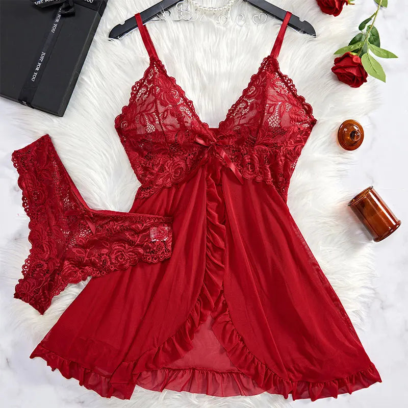 Tempting Tulle Lingerie Set – Ultra Sexy V-Neck Night Dress